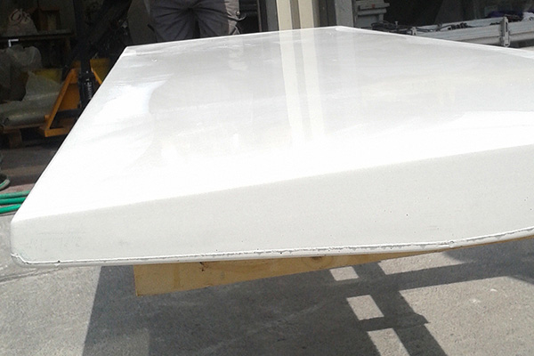 Bench seat in Heraclex for outdoor furniture with white polish finishing obtained without any surface treatment